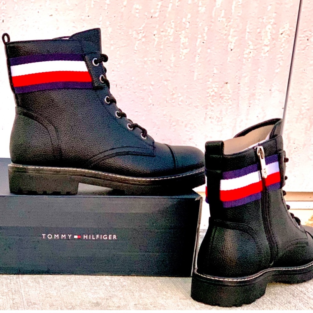 NWT Tommy Hilfiger Black Lavo 2 Moto Combat Boots - Picture 13 of 14